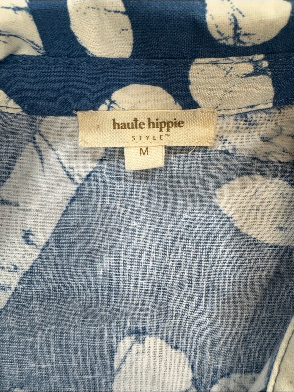 Haute Hippie Blue & White Tie-Front Button Down Shirt - Picture 3 of 7